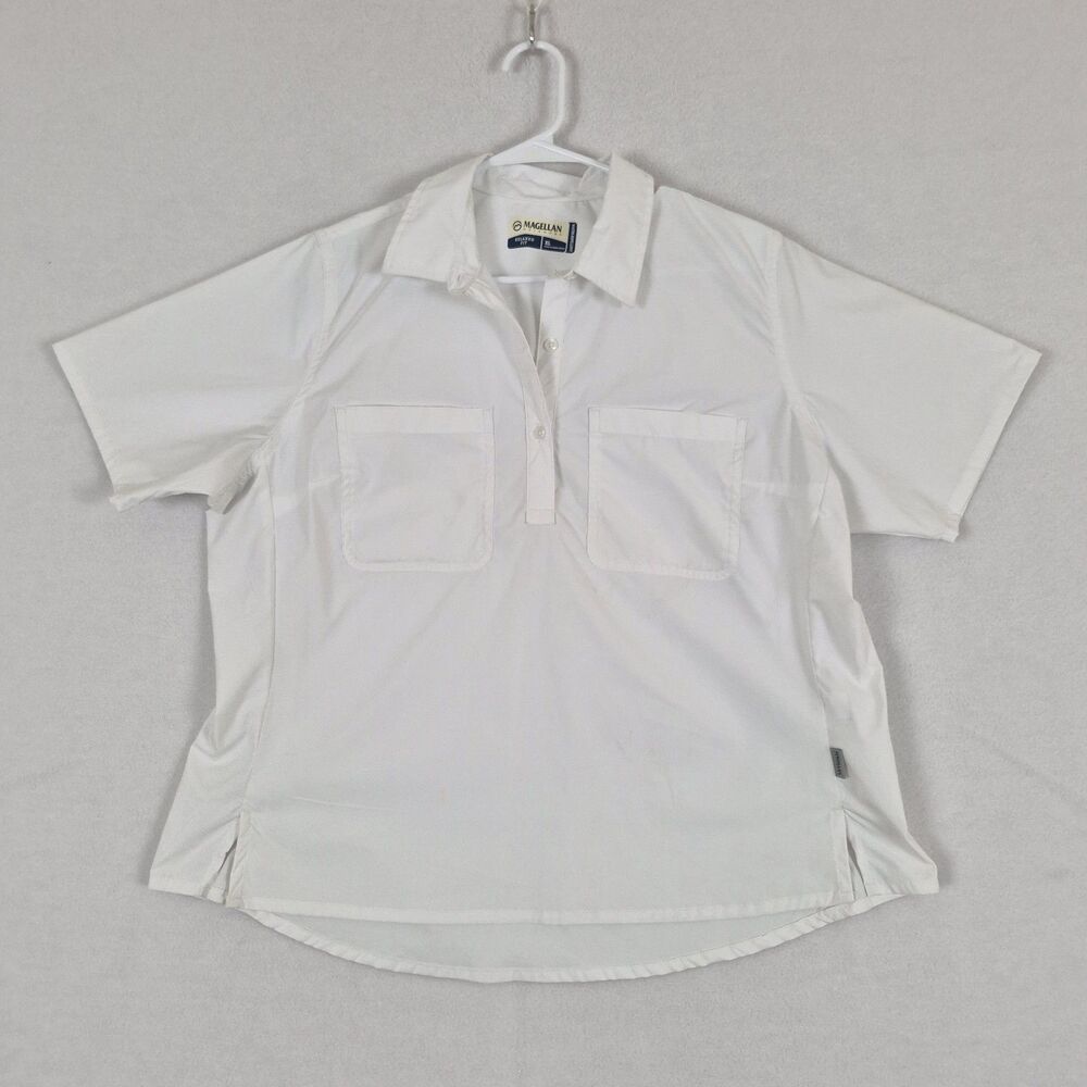 Magellan XL Outdoors White Shirt Womens Short Sleeve Fishing Button Up Outdoor.